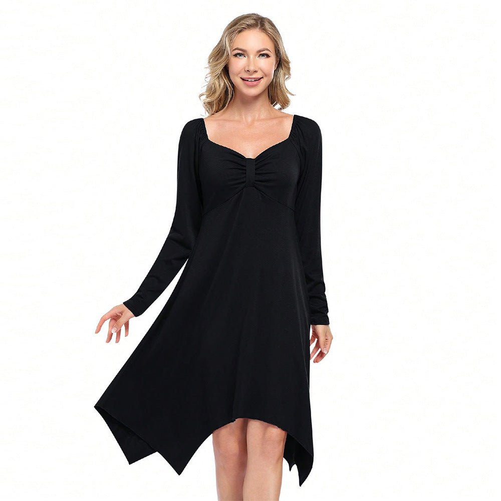 Robe longue asymétrique pour femme avec manches longues et corsage froncé Chic & Stil