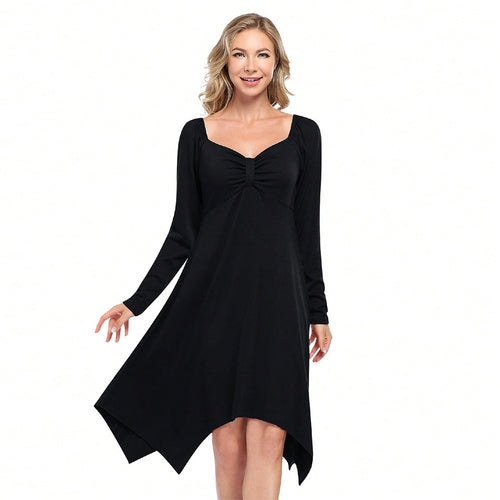 Robe longue asymétrique pour femme avec manches longues et corsage froncé Chic & Stil