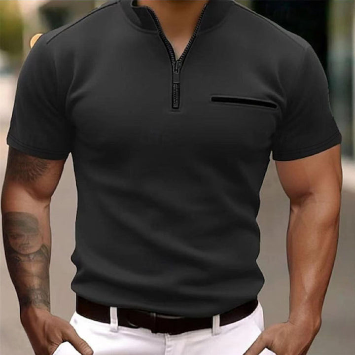 Men's Zip-Up Polo Shirt with Short Sleeves Lune London
