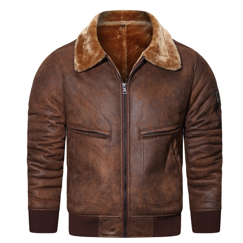 Men's biker jacket with teddy lining and high collar Amarae