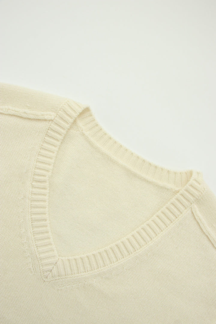 Pull V côtelé pour femmes en laine de haute qualité Chic & Stil