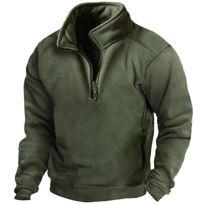 Men's Fleece Pullover with High Collar and Convenient Zipper Lune London