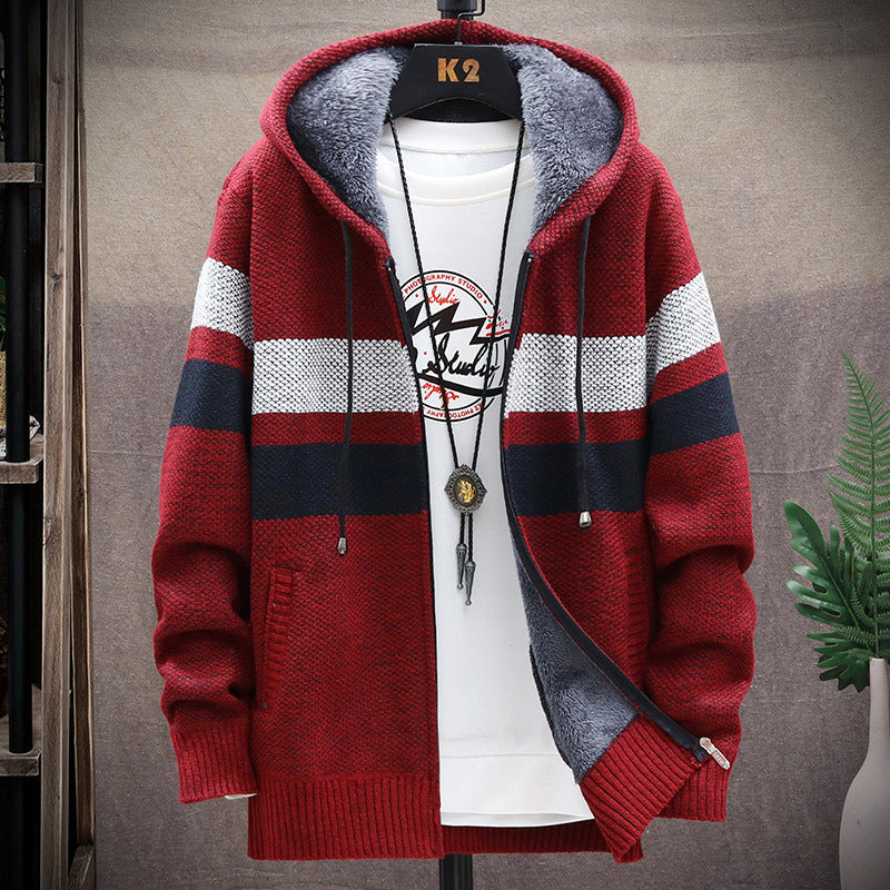 Men's fleece hoodie with high collar and Amarae structure