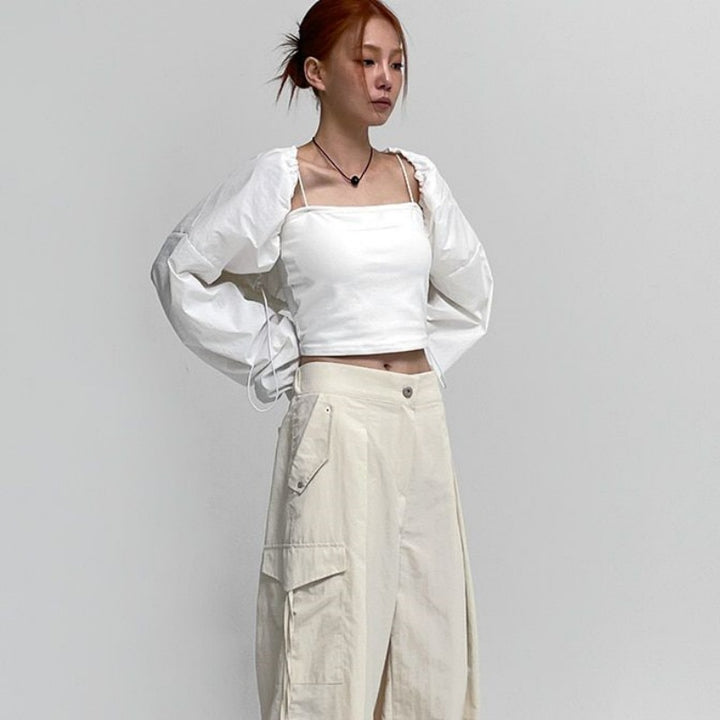 Blouse pour femmes à manches longues courte avec volants Chic & Stil