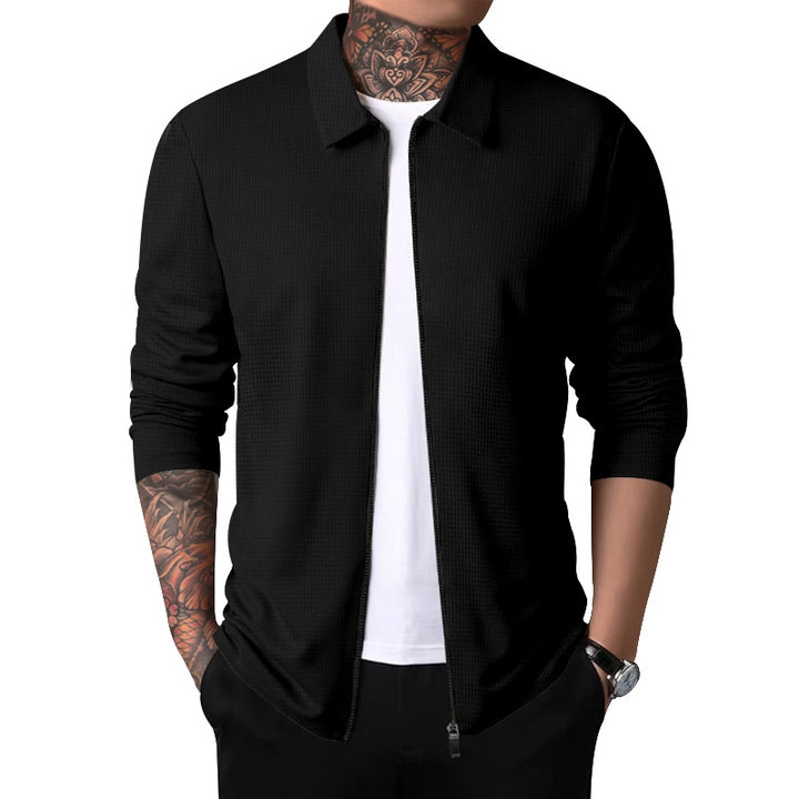 Men's long sleeve sports T-shirt with zipper and structured breathable design Lune London
