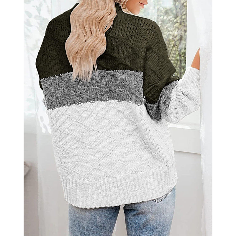 Women’s chunky knit sweater with modern block design Lune London