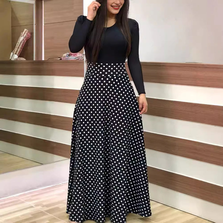 Women's Elegant Maxi Dress with Graphic Print and Flexible Waist Lune London