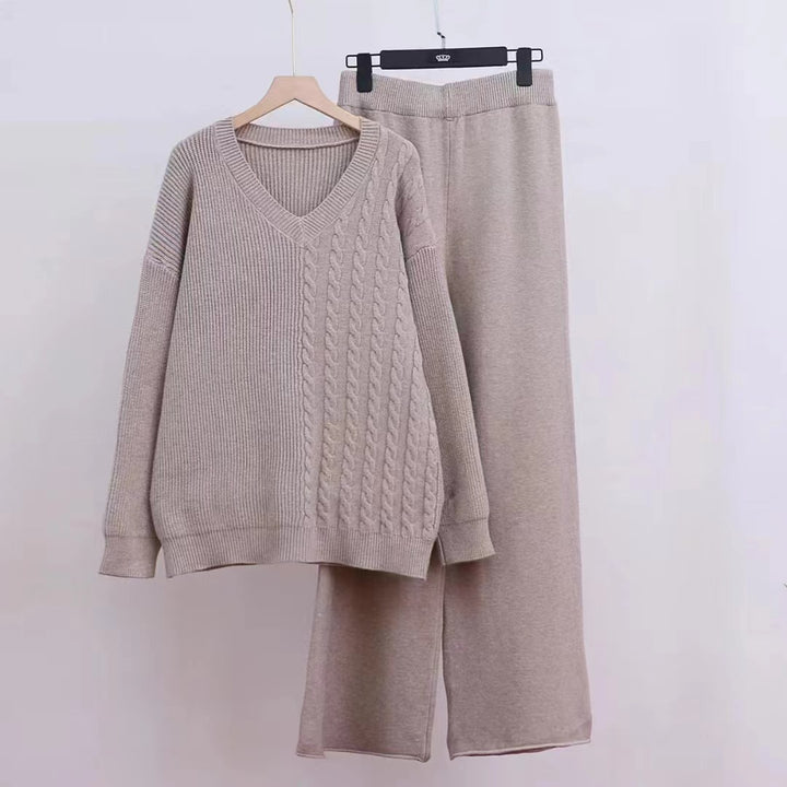 Ensemble de pull en tricot élégant pour femmes avec col en V et coupe loose Chic & Stil