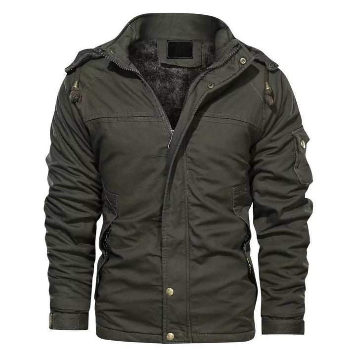 Multifunctional winter jacket for men with fleece lining and removable hood Lune London