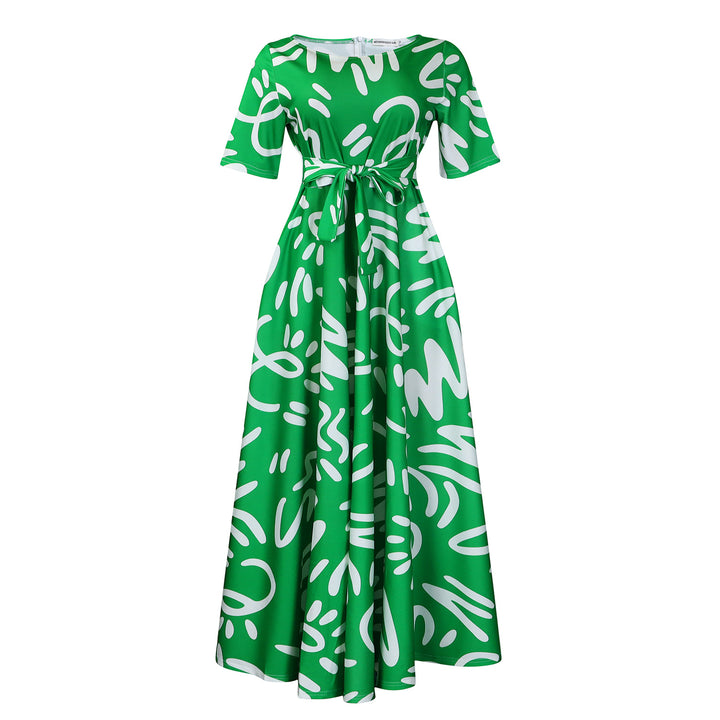 Maxi dress for women with a vivid graphic design and elegant sleeves Lune London