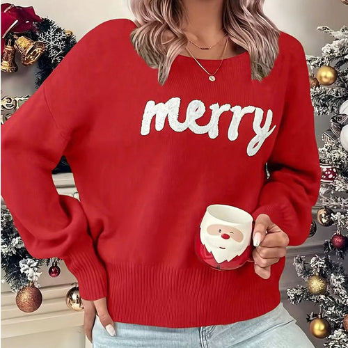 Ladies comfortable sweater with festive print Amarae