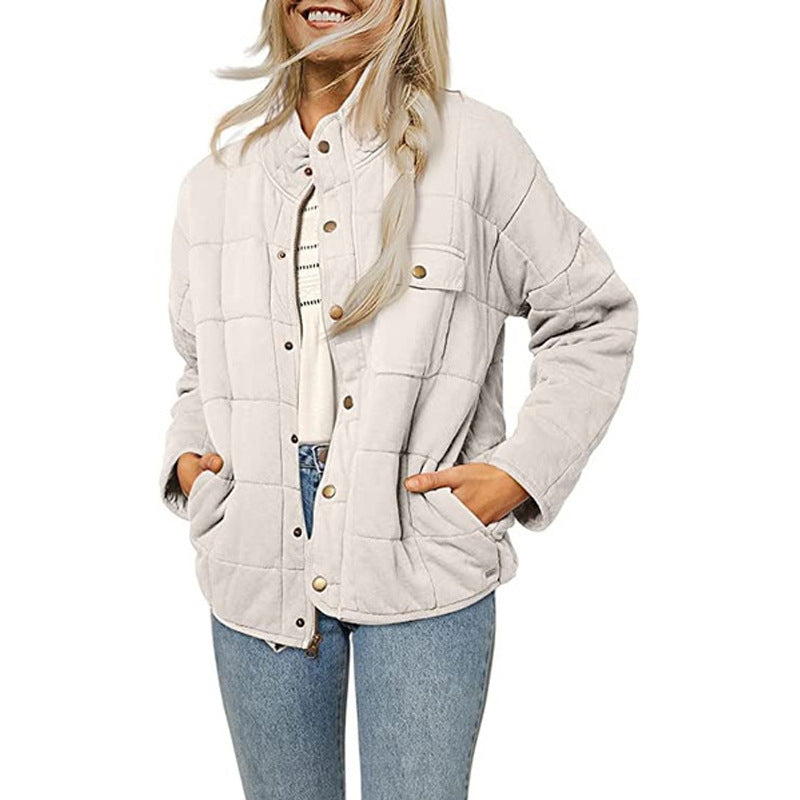 Quilted jacket for women with decorative button Lune London