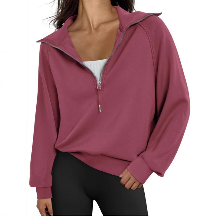 Casual pullover for women with high collar and zip Lune London