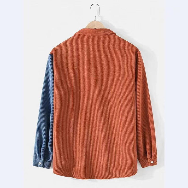 Men's corduroy shirt with textured fabric and applied chest pocket Amarae