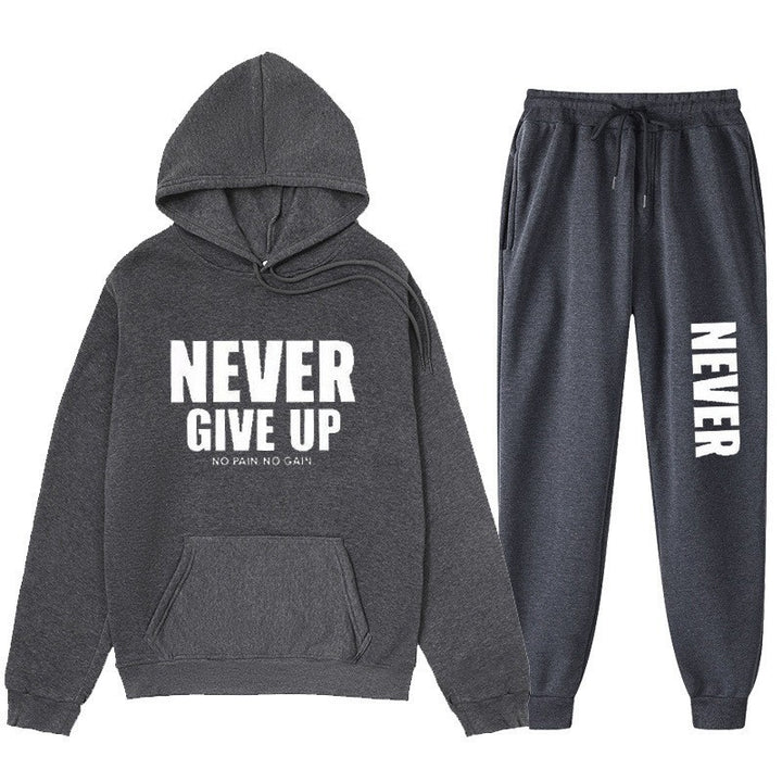Women's training pullover and jogging pants in motif set with motivating print Chic & Stil