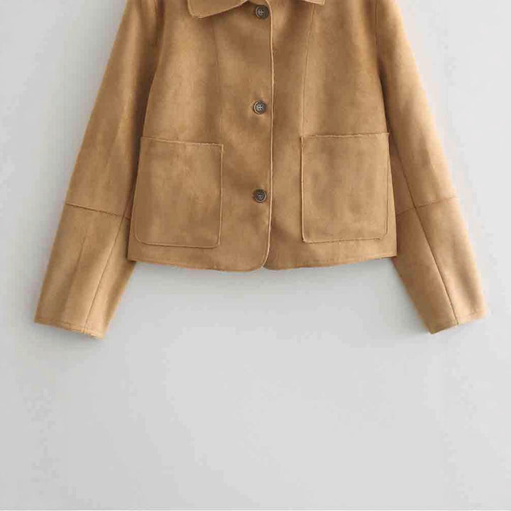 Timeless ladies suede jacket with elegant collar and practical pockets Lune London