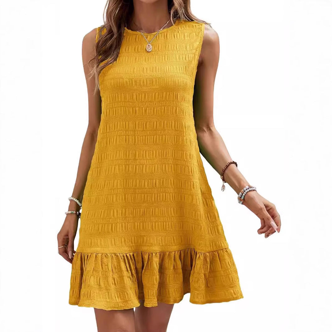 Summer dress for women with ruffled finish and textured surface Lune London