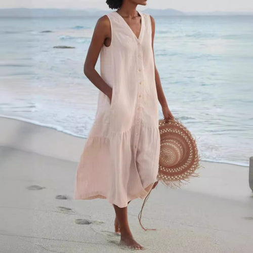 Ladies chic summer linen dress