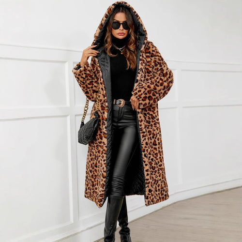 Oversized puffer jacket for ladies with leopard print Amarae