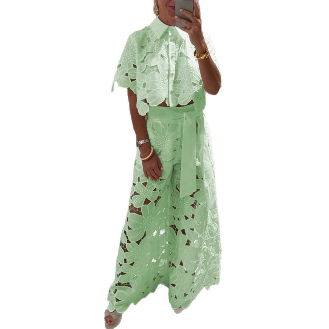 Light women's blouse with floral lace and loose fit Lune London