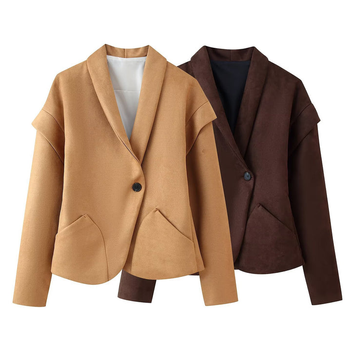 Ladies elegant suede jacket with trendy pockets Lune London