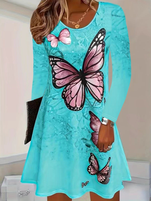 Casual women's leisure dress with butterfly floral design and relaxed fit Lune London