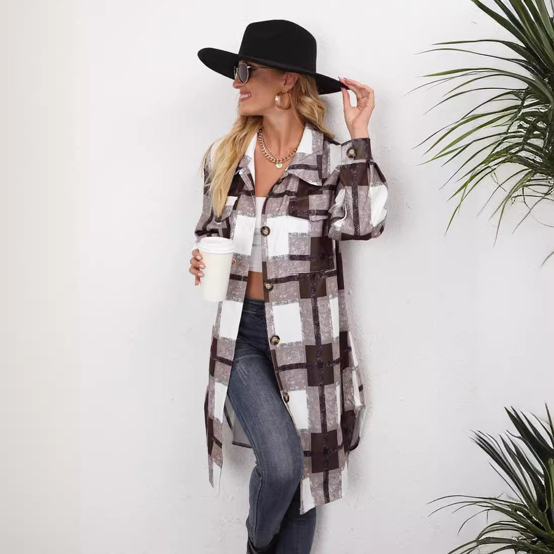 Checkered shirt jacket for women with elegant button details Lune London