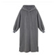 Women Fluffy Fleece Hooded Dress with Ears and Side Slits Lune London