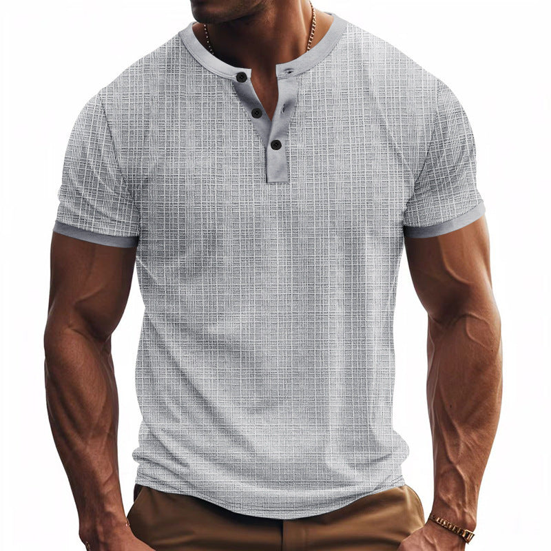 Men's Short Sleeve Henley T-Shirt with Modern Structured Design Lune London