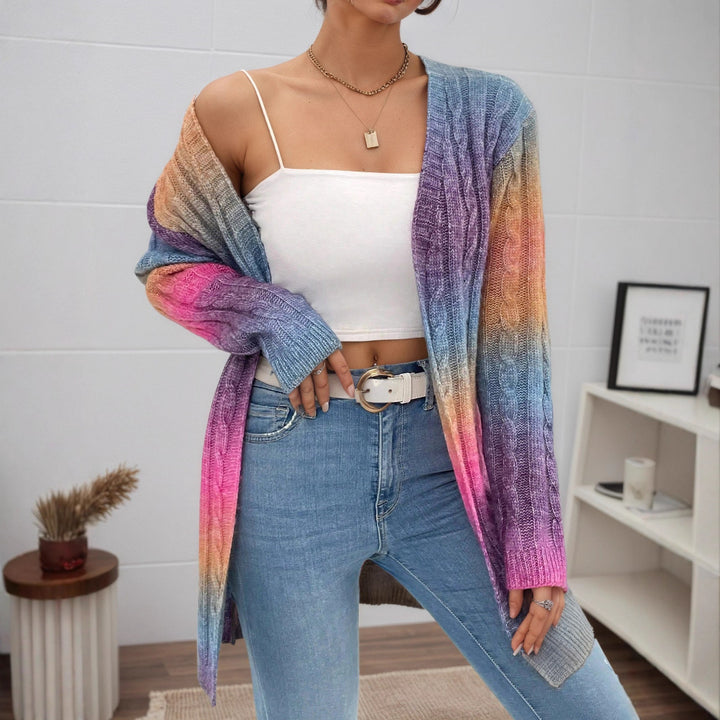 Cardigan in knit for women with a colorful gradient and a relaxed fit Lune London