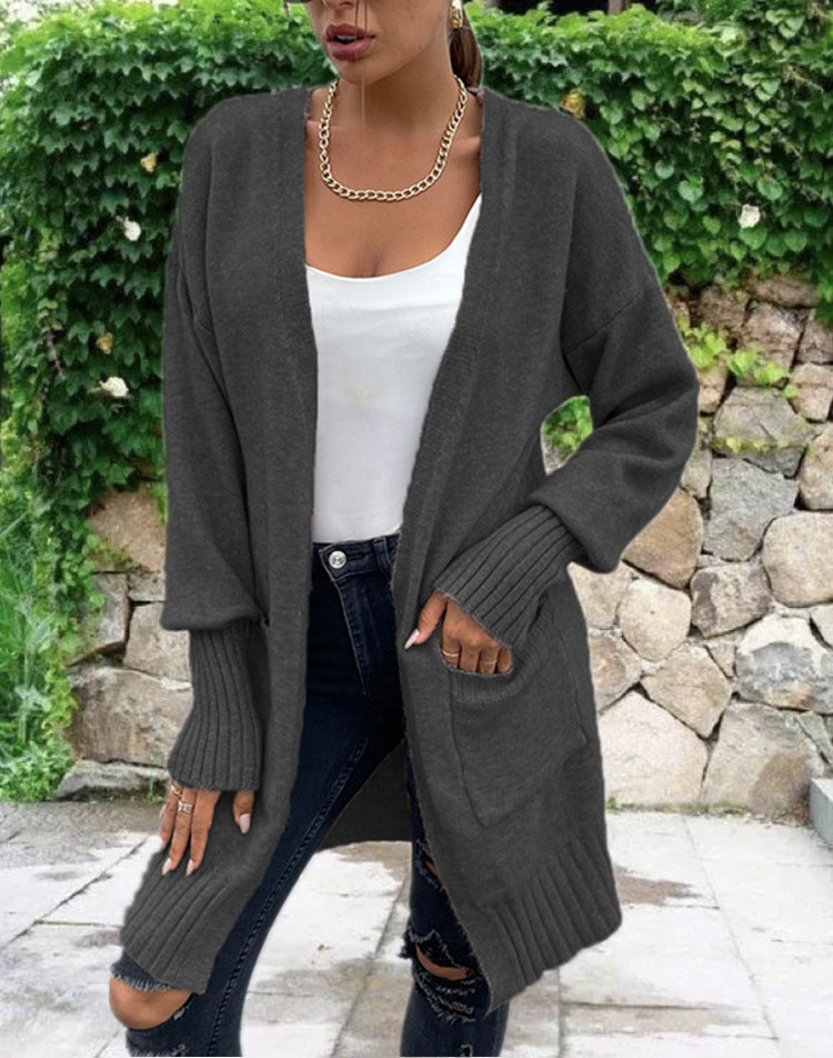 Casual knit jacket for women with open sides and deep pockets Lune London