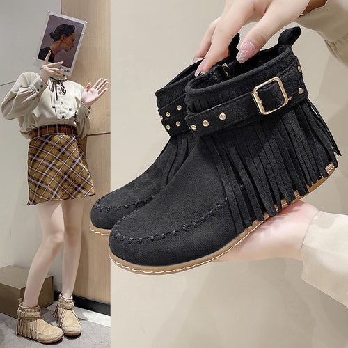 Fringed and studded boots for women Amarae