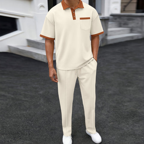 Leisure suit for men with textured polo and comfortable jogger pants Amarae