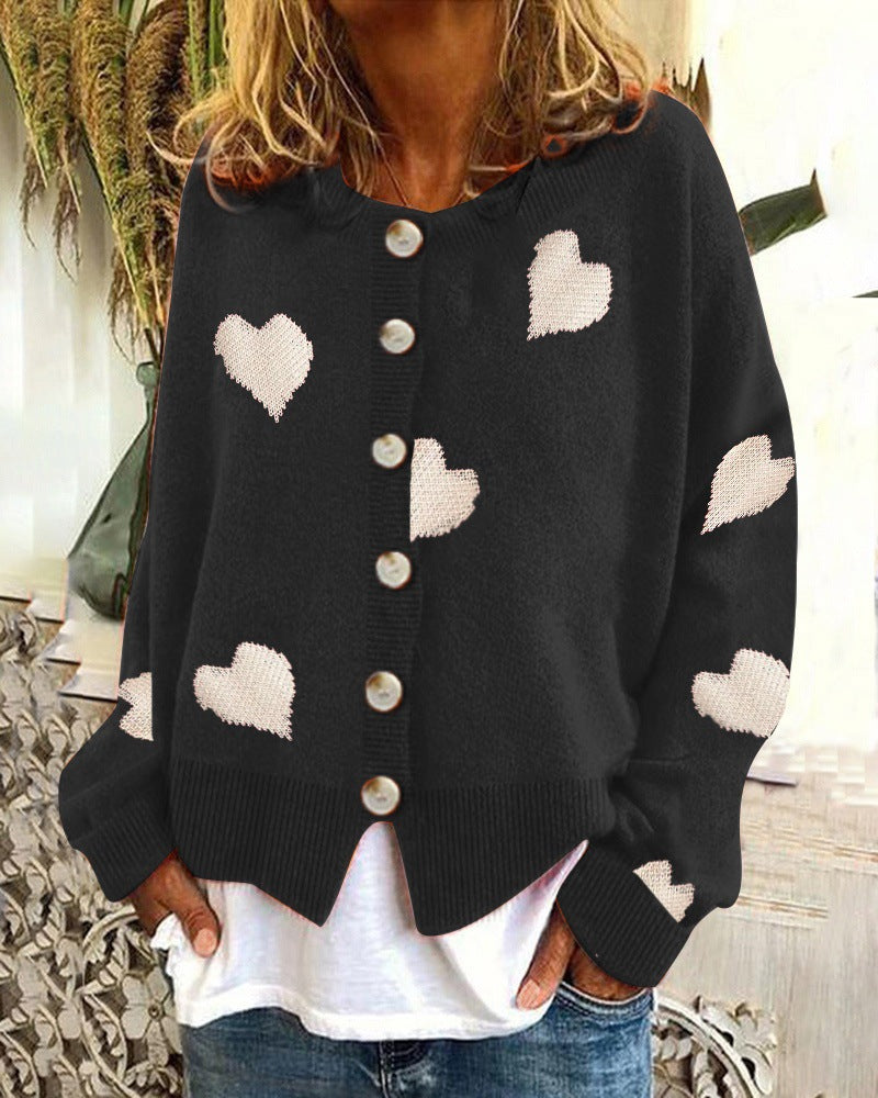 Women's cardigan with heart pattern and button design Lune London