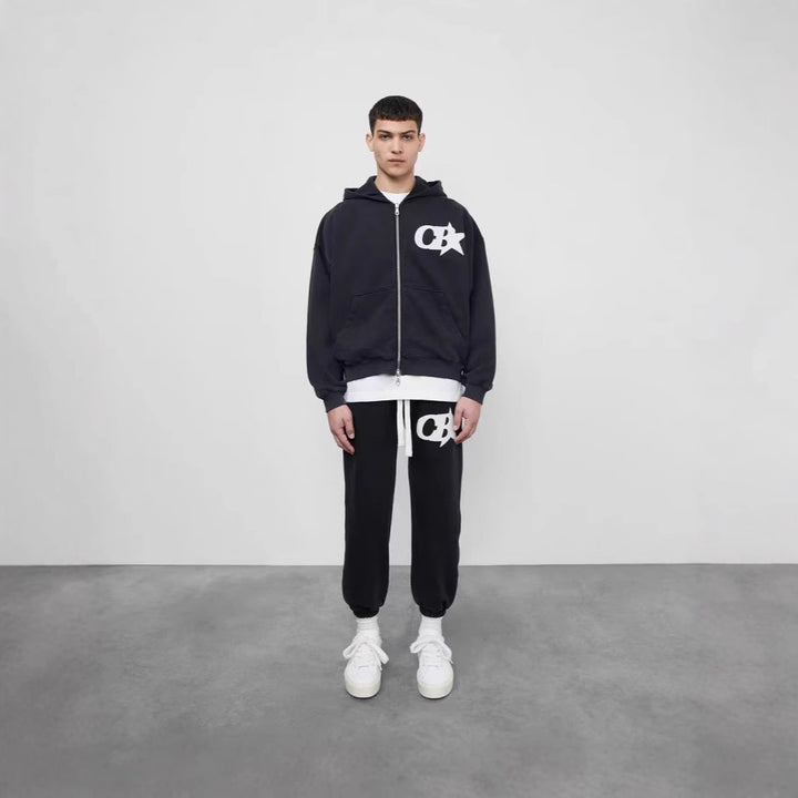 Men's hooded sweatshirt jacket with stylish logo and comfortable waistband Chic & Stil