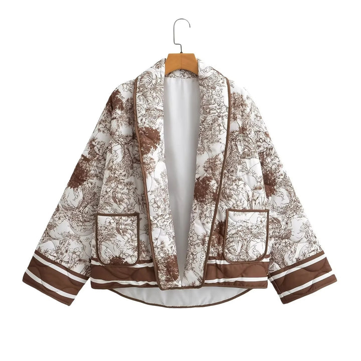 Women's down jacket with floral design and stylish pockets Lune London