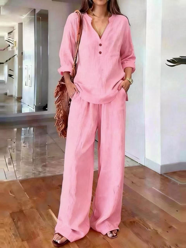 Casual set for women with structured top and wide pants Lune London