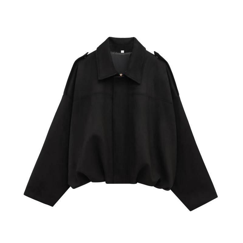 Trendy oversized jacket for women in soft faux leather with chic and stylish decorative details