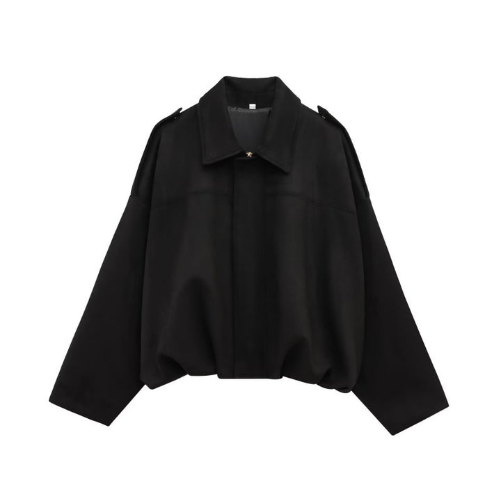 Trendy oversized jacket for women in soft faux leather with chic and stylish decorative details