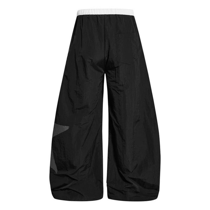 Women's Wide Palazzo Trousers with Drawstring Waist and Large Statement Print Amarae