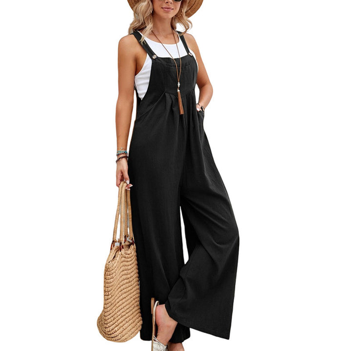 Ladies Casual Jumpsuit with Wide Leg and Adjustable Straps Lune London