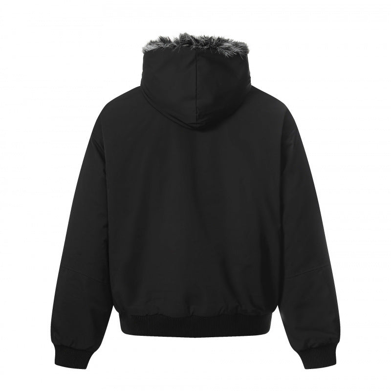 Unisex Short Boxy Bomber Jacket with Faux Fur Hood, Windproof Shell and Thermal Insulation Amarae