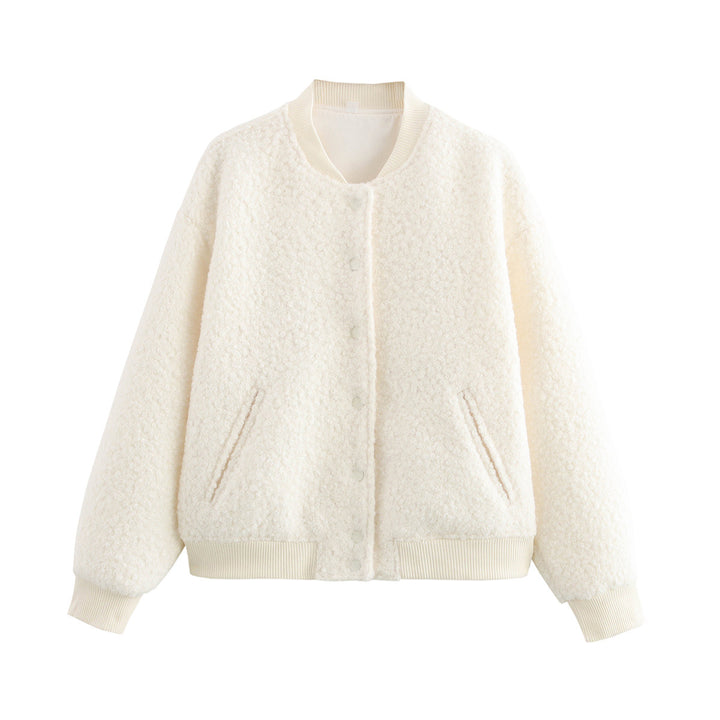 Oversized fleece jacket for women with button closure and side pockets Lune London