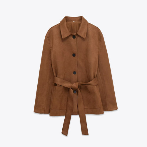 Ladies stylish jacket with belt and elegant buttons Amarae