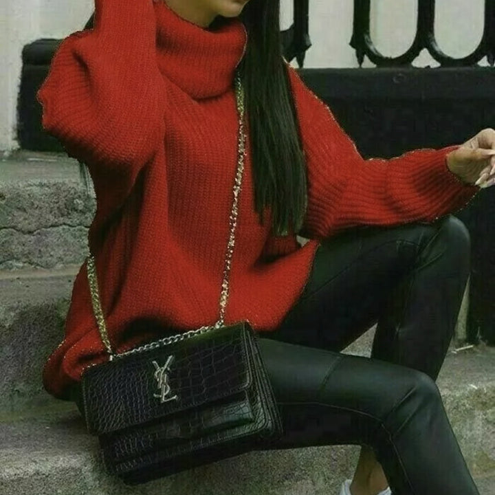 Chunky knit sweater for women with high collar and relaxed fit Lune London