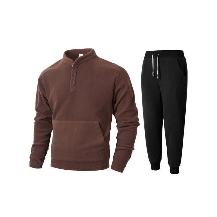 Cozy fleece tracksuit for men with button placket and practical pockets Lune London