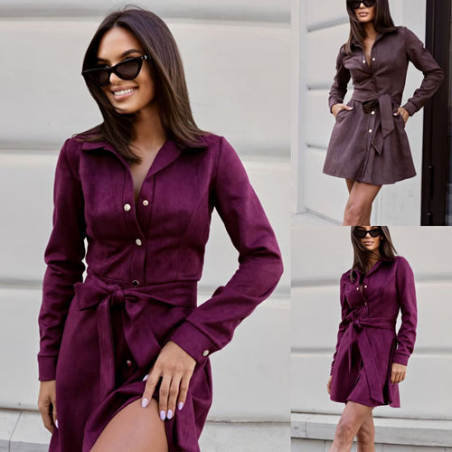 Shirt dress for women with a belt at the waist and elegant button placket Amarae