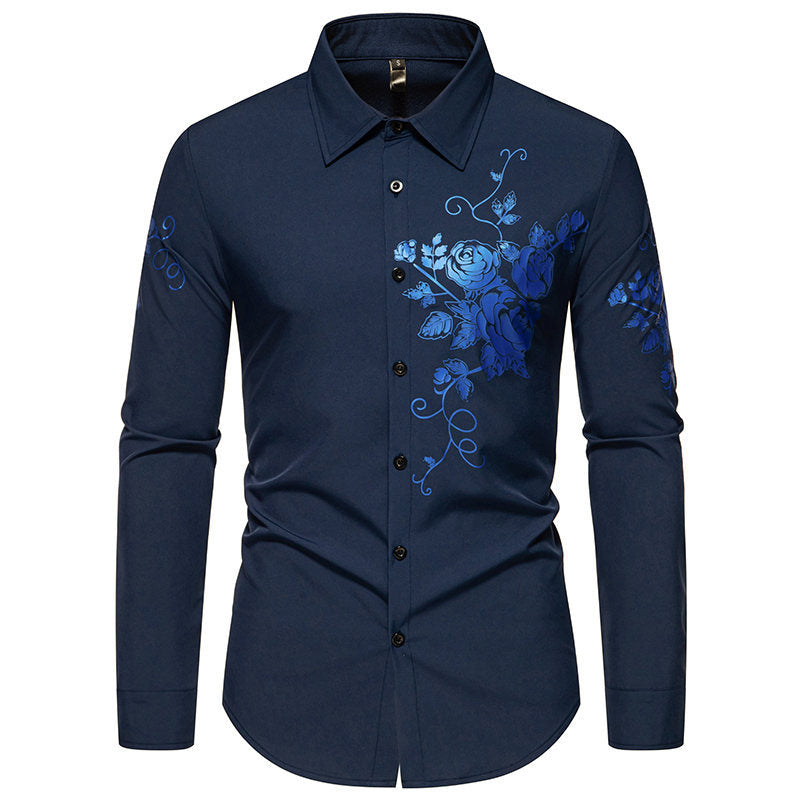 Men's long sleeve shirt with floral embroidery Lune London