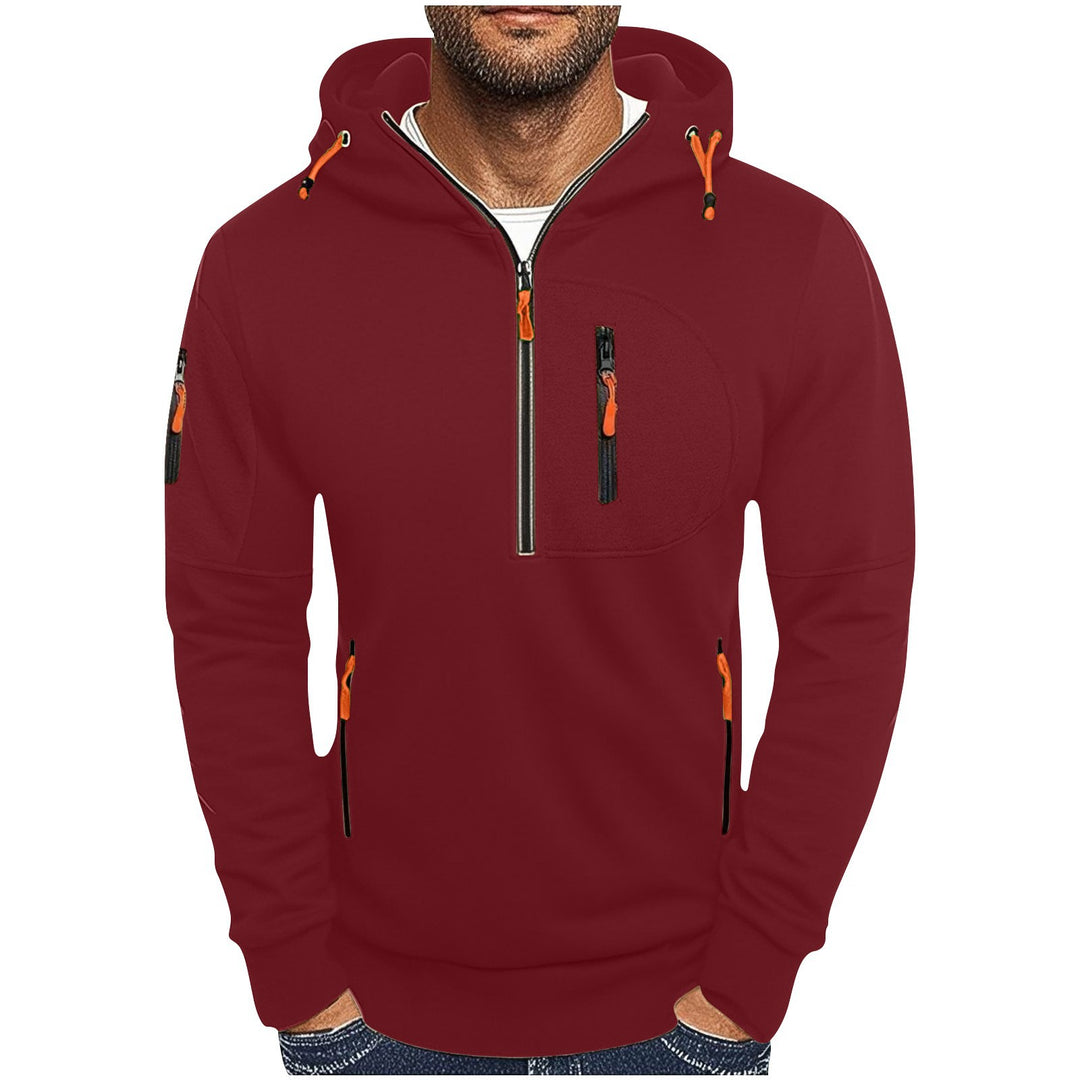 Functional hooded jacket for men with innovative 1/2 zip Lune London