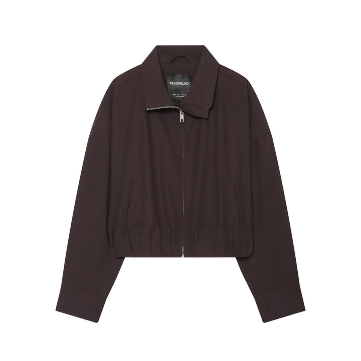 Women's short cut oversized bomber jacket made of cotton mix with zipper Amarae